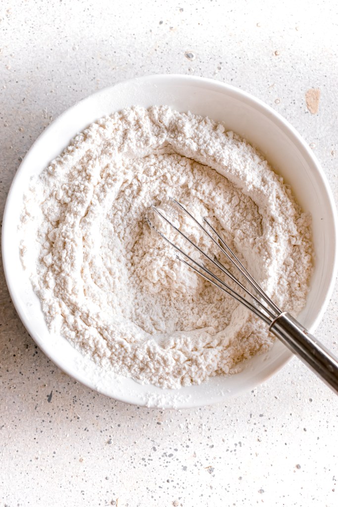 dry ingredients for lemon and white chocolate cookies