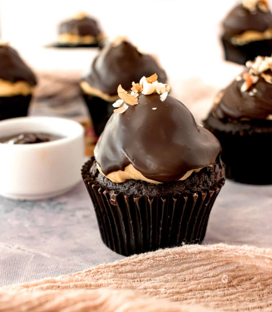 Chocolate Peanut Butter Cupcakes - Fifteen Spatulas