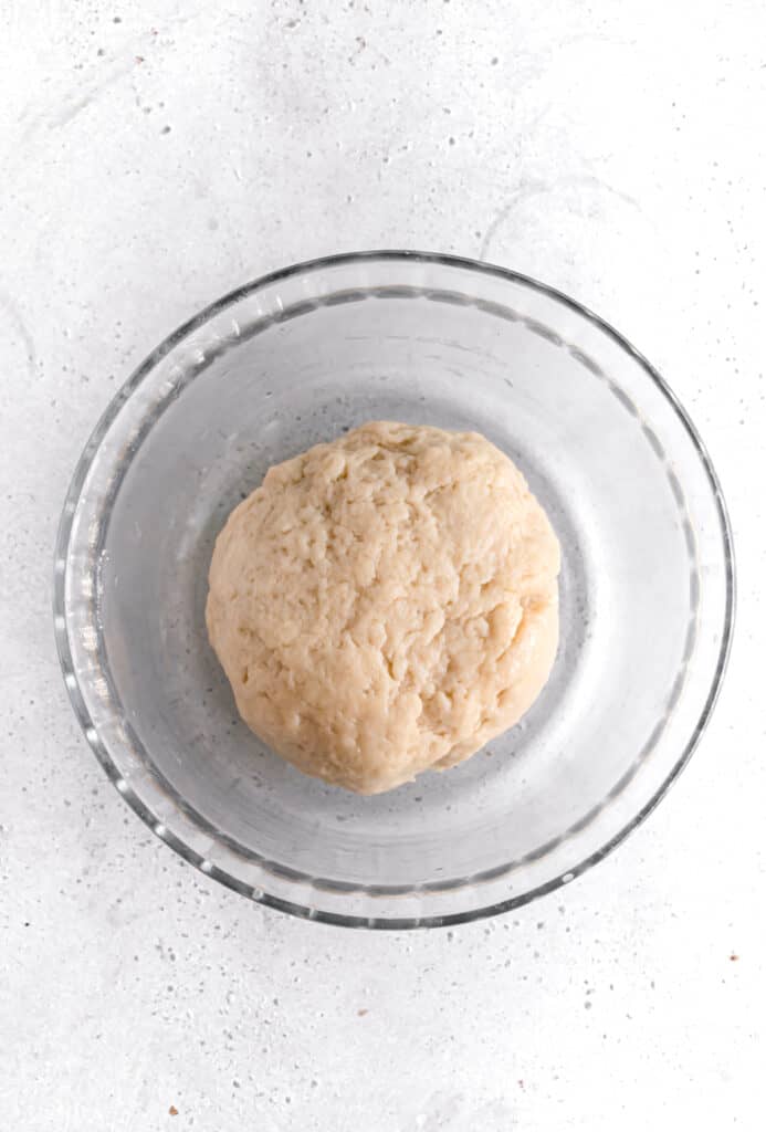 yeast dough for star bread bulk fermenting in a bowl