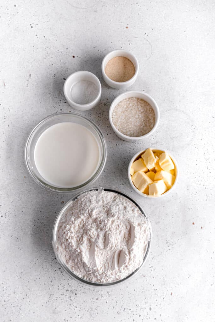 Ingredients to make yeast dough for star bread