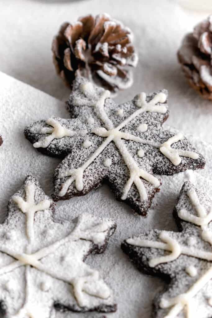 Chocolate Shortbread Snowflake Cookies – Sweet Baked Life