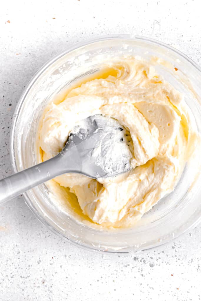 shortbread cookie dough wet ingredients mixed in a bowl