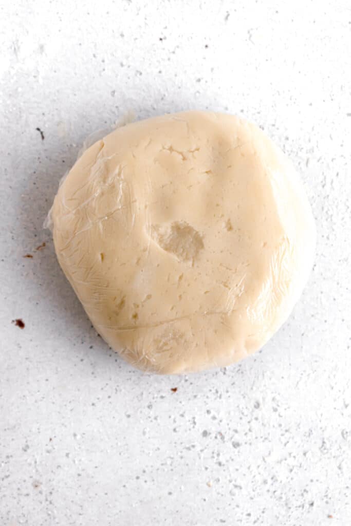 shortbread cookie dough in a plastic wrap