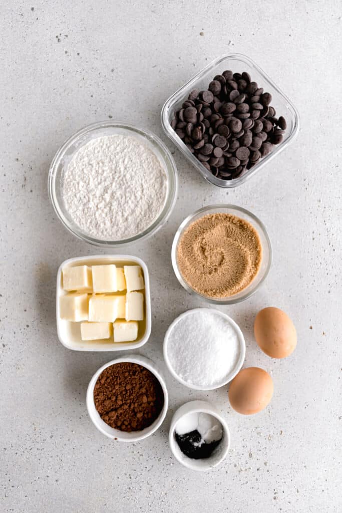 ingredients for double chocolate cookie